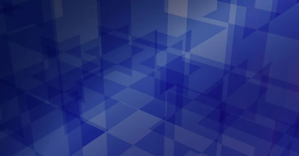 Abstract blue geometric pattern with layered triangles for creative design applications.
